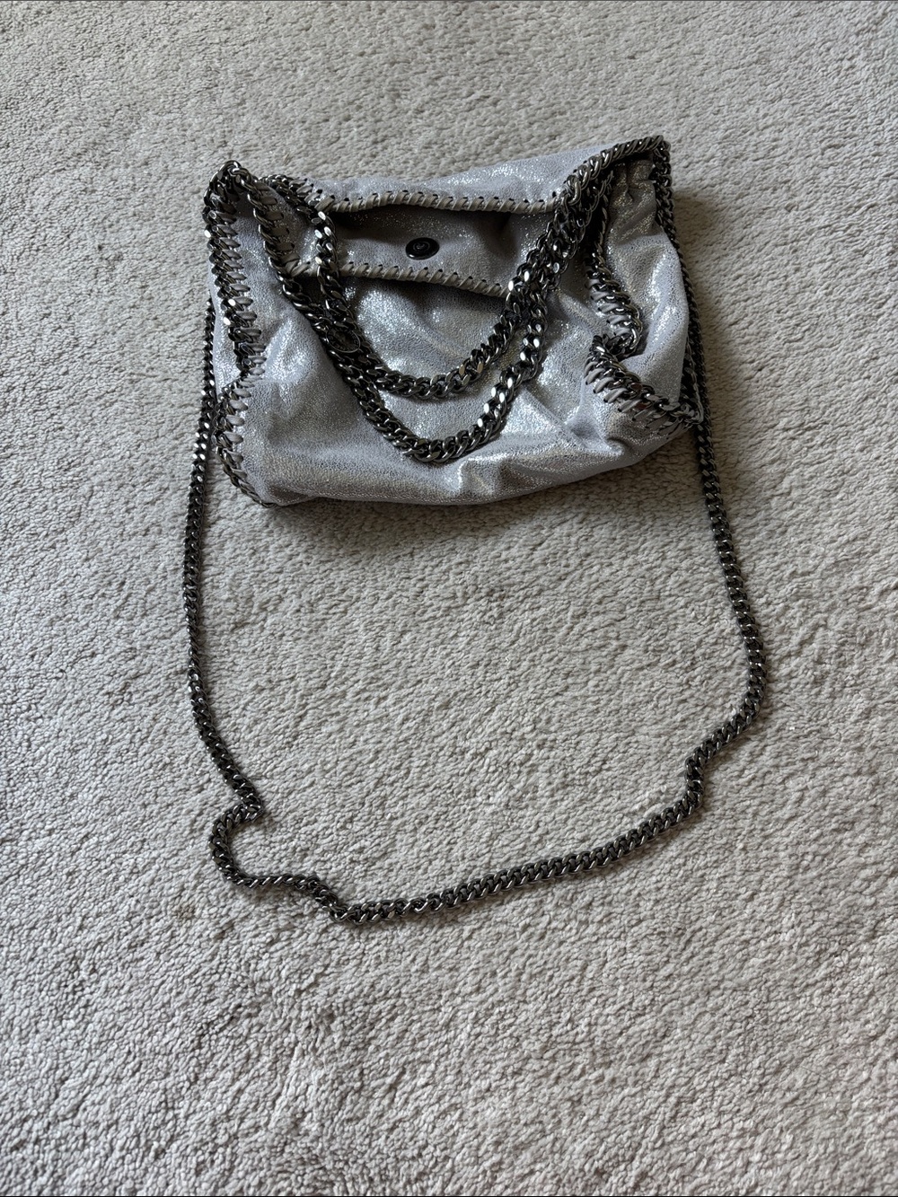 Stella McCartney Metallic Silver Chain Crossbody Bag